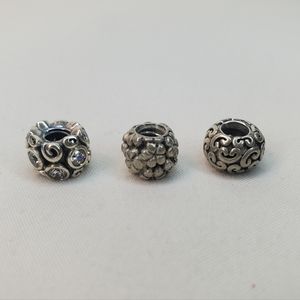 Pandora Sterling Silver Beads (3)